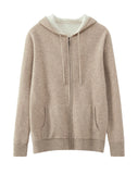 FOESCE Comfortable and lazy new 100% Merino wool men's hooded sweater loose and thick zipper casual cardigan coat for autumn and winter