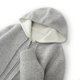 FOESCE Comfortable and lazy new 100% Merino wool men's hooded sweater loose and thick zipper casual cardigan coat for autumn and winter