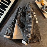 FOESCE Denim Jacket Patches Windbreaker Cotton Trucker Jacket Men Cowboy Western Lined Fashion