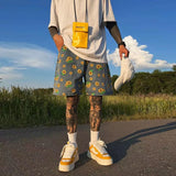 FOESCE Denim Shorts Men's 2025 Summer High Street Capris Men Techwear Oversize Leisure Pants Unisex Streetwear Y2k Daisy Loose Jeans