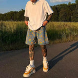 FOESCE Denim Shorts Men's 2025 Summer High Street Capris Men Techwear Oversize Leisure Pants Unisex Streetwear Y2k Daisy Loose Jeans