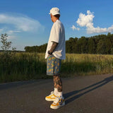 FOESCE Denim Shorts Men's 2025 Summer High Street Capris Men Techwear Oversize Leisure Pants Unisex Streetwear Y2k Daisy Loose Jeans