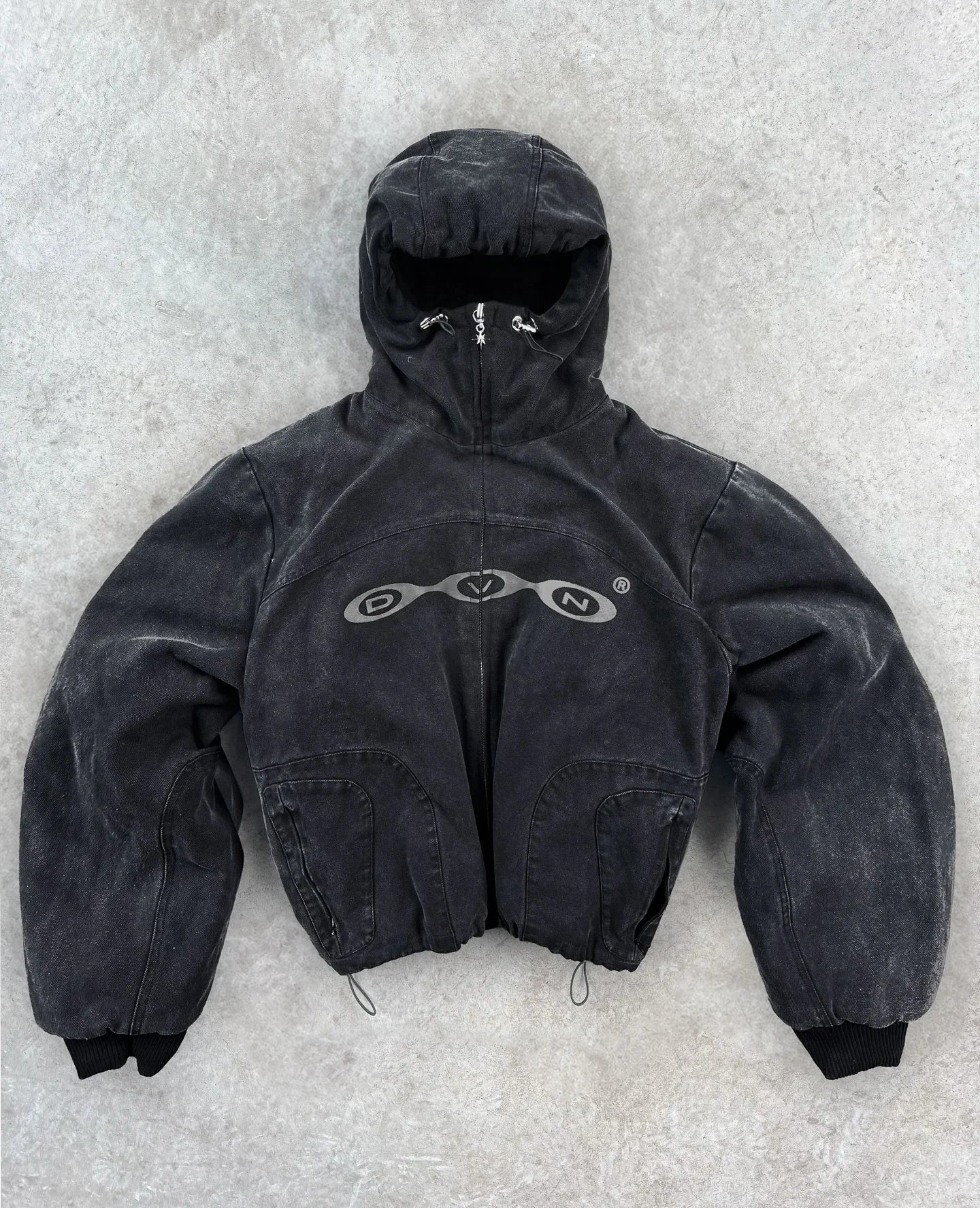 FOESCE Divin Vintage Washed Jacket Y2K Zipper Hoodie Mens Rock Hip Hop Retro Embroidery Oversized Hoodie Sweatshirt Zipper Jacket Coats