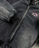 FOESCE Divin Vintage Washed Jacket Y2K Zipper Hoodie Mens Rock Hip Hop Retro Embroidery Oversized Hoodie Sweatshirt Zipper Jacket Coats
