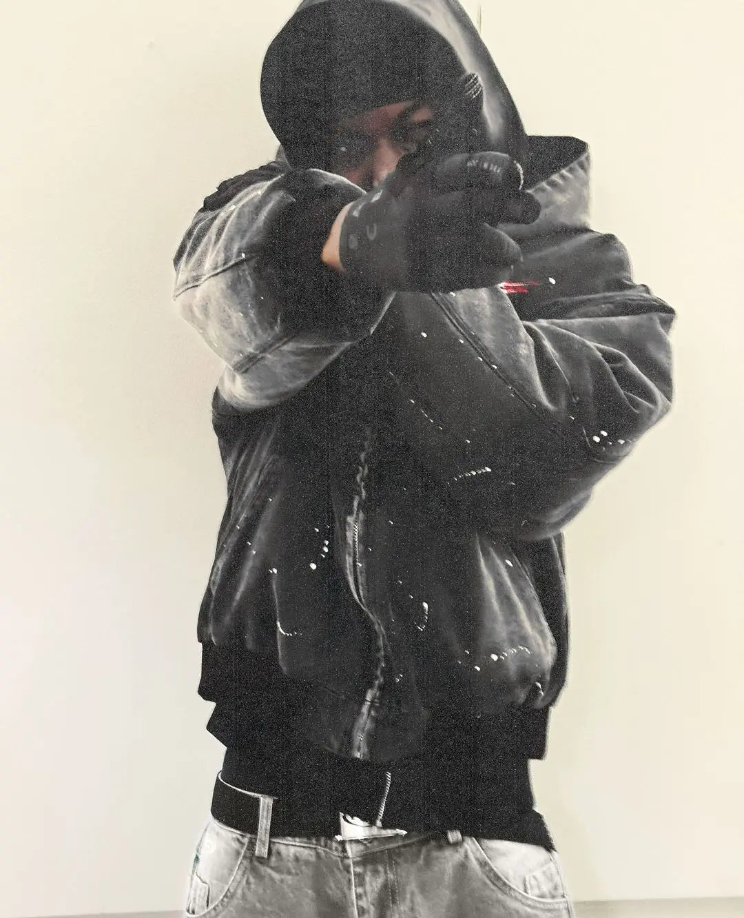 FOESCE Divin Vintage Washed Jacket Y2K Zipper Hoodie Mens Rock Hip Hop Retro Embroidery Oversized Hoodie Sweatshirt Zipper Jacket Coats