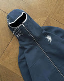 FOESCE Divin Vintage Washed Jacket Y2K Zipper Hoodie Mens Rock Hip Hop Retro Embroidery Oversized Hoodie Sweatshirt Zipper Jacket Coats