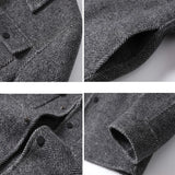 FOESCE Double Sided Cashmere Jacket Man Sheep Suit Mens Casual Blazer Fashion Cargo Wool Coat Short Cashmere Jackets For Men Blazer