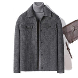 FOESCE Double Sided Cashmere Jacket Man Sheep Suit Mens Casual Blazer Fashion Cargo Wool Coat Short Cashmere Jackets For Men Blazer