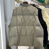 FOESCE Down Cotton Vest Women Winter Warm Waistcoats Ladies Oversize Sleeveless Jackets Elegant Autumn Korean Windproof Warm Waistcoat