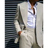 Elegant Men Suits One Button Peak Lapel Slim Fit Male Clothing Prom Party Solid Color Custom Made 2 Piece Jacket Pants Outfits