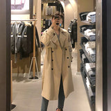FOESCE England Style Double Breasted Trenchcoat Men Leisure Long Windbreaker Coats Stylish Quality Handsome College Hombre Trench Coat