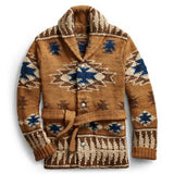FOESCE Europe and The United States Men Heavy Jacquard Fashion Sweater Autumn and Winter Retro Casual Thick Cardigan Knit Sweater Coat