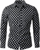FOESCE Fashion 3D Printed Men's 10-color Polka Dot Long-sleeved Slim-fit Shirt Button And Long-sleeved Comfort Casual Men's Tops