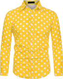 FOESCE Fashion 3D Printed Men's 10-color Polka Dot Long-sleeved Slim-fit Shirt Button And Long-sleeved Comfort Casual Men's Tops