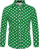 FOESCE Fashion 3D Printed Men's 10-color Polka Dot Long-sleeved Slim-fit Shirt Button And Long-sleeved Comfort Casual Men's Tops