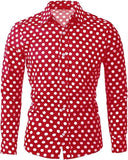 FOESCE Fashion 3D Printed Men's 10-color Polka Dot Long-sleeved Slim-fit Shirt Button And Long-sleeved Comfort Casual Men's Tops
