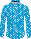 FOESCE Fashion 3D Printed Men's 10-color Polka Dot Long-sleeved Slim-fit Shirt Button And Long-sleeved Comfort Casual Men's Tops