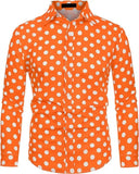 FOESCE Fashion 3D Printed Men's 10-color Polka Dot Long-sleeved Slim-fit Shirt Button And Long-sleeved Comfort Casual Men's Tops