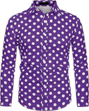 FOESCE Fashion 3D Printed Men's 10-color Polka Dot Long-sleeved Slim-fit Shirt Button And Long-sleeved Comfort Casual Men's Tops