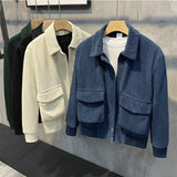 FOESCE Fashion Brands Mens Clothing Tops Corduroy Jackets Korean Version Trendy Spring and Autumn Jackets for Men