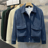 FOESCE Fashion Brands Mens Clothing Tops Corduroy Jackets Korean Version Trendy Spring and Autumn Jackets for Men