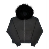 FOESCE Fashion Hairy Splicing Design Hoodie men Tops Autumn and Winter Zipper Coats men Clothing Y2K Zip up Hoodie Grunge Goth Casual