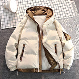 FOESCE Fashion Men Casual Solid Color Hooded Parkas Male Black Khaki Warm Male Coat Padded Jacket Men Winter Parkas Thick Jacket Coats