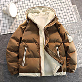 FOESCE Fashion Men Casual Solid Color Hooded Parkas Male Black Khaki Warm Male Coat Padded Jacket Men Winter Parkas Thick Jacket Coats