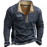 FOESCE Fashion Mens Fleece Sweatshirts 2025 Spring Casual Turndown Collar Pullover Long Sleeve Winter Wool Lining Mens Solid Sweatshirt