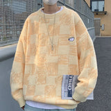FOESCE Fashion O-Neck Knitted Embroidery Loose Sweater Men's Clothing 2025 Autumn New Loose Casual Pullovers Warm Tops