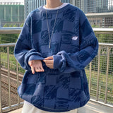 FOESCE Fashion O-Neck Knitted Embroidery Loose Sweater Men's Clothing 2025 Autumn New Loose Casual Pullovers Warm Tops