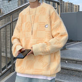 FOESCE Fashion O-Neck Knitted Embroidery Loose Sweater Men's Clothing 2025 Autumn New Loose Casual Pullovers Warm Tops