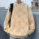 FOESCE Fashion O-Neck Knitted Embroidery Loose Sweater Men's Clothing 2025 Autumn New Loose Casual Pullovers Warm Tops