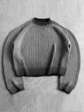 FOESCE Fashion Solid Knitted Sweater for Male Neck Long Sleeve Oversized Pullover Jumpers Autumn Street Men Clothes Baggy Knitwear Tops