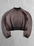 FOESCE Fashion Solid Knitted Sweater for Male Neck Long Sleeve Oversized Pullover Jumpers Autumn Street Men Clothes Baggy Knitwear Tops
