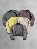 FOESCE Fashion Solid Knitted Sweater for Male Neck Long Sleeve Oversized Pullover Jumpers Autumn Street Men Clothes Baggy Knitwear Tops
