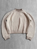 FOESCE Fashion Solid Knitted Sweater for Male Neck Long Sleeve Oversized Pullover Jumpers Autumn Street Men Clothes Baggy Knitwear Tops