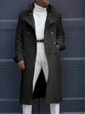 FOESCE Fashion White Long Jackets Trench Wool Blends Men's Overcoat Long Trench Coat Double Breasted Coats Streetwear Party Loose Jacke