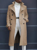 FOESCE Fashion White Long Jackets Trench Wool Blends Men's Overcoat Long Trench Coat Double Breasted Coats Streetwear Party Loose Jacke