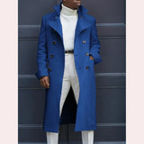 FOESCE Fashion White Long Jackets Trench Wool Blends Men's Overcoat Long Trench Coat Double Breasted Coats Streetwear Party Loose Jacke