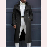 FOESCE Fashion White Long Jackets Trench Wool Blends Men's Overcoat Long Trench Coat Double Breasted Coats Streetwear Party Loose Jacke