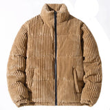 Fashion Winter Jacket Men Parkas Thick Warm Streetwear Cotton Coat Mens Stand Collar Solid Color Zipper Winter Coat Men Outwear