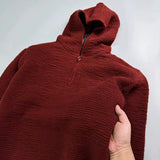 FOESCE Fashion luxury men's half zipper hooded sweater autumn winter new item solid color texture Korean style casual knitted pullover