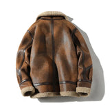 FOESCE Fur Men's Autumn Winter Thickening High-end Brand Leather Jacket / Plus Velvet Thickening Fashion Large Size Khaki Man PU Jacket