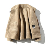 FOESCE Fur Men's Autumn Winter Thickening High-end Brand Leather Jacket / Plus Velvet Thickening Fashion Large Size Khaki Man PU Jacket