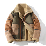 FOESCE Fur Men's Autumn Winter Thickening High-end Brand Leather Jacket / Plus Velvet Thickening Fashion Large Size Khaki Man PU Jacket