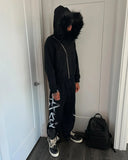 FOESCE Fur collar plus velvet hooded sweatshirt jacket for men in autumn and winter thickened American solid color simple short jacket