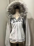 FOESCE Fur collar plus velvet hooded sweatshirt jacket for men in autumn and winter thickened American solid color simple short jacket