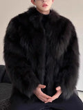 FOESCE Fur imitation Thickened Men Faux Fox Fur Coat Male Warm Overcoat Long Sleeve New Winter Faux Fur Jacket Fluffy Plush Fur Coats