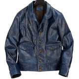 FOESCE Genuine Free shipping,Brand new leather jacket.mens Indigo vintage style Cossack jacket,classic 1920 Batik cowhide coat,sales
